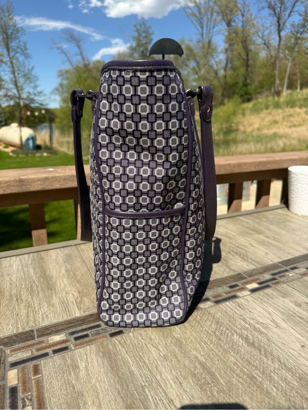 EUC Nine West Purple Geometric Shapes Large Daily Big Vintage Tote - Picture 4 of 13
